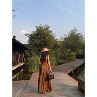 Đầm hai dây chun eo Loại 1 thiết kế thăt dây vai dáng maxi dài tiểu thư dáng xoè, Váy kiểu nữ dự tiệc bánh bèo siêu xinh