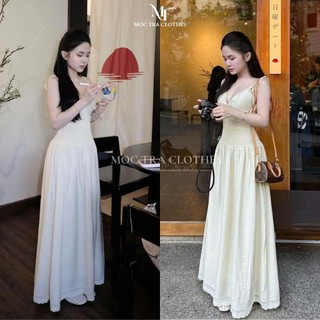 Đầm hai dây chun eo Loại 1 thiết kế thăt dây vai dáng maxi dài tiểu thư dáng xoè, Váy kiểu nữ dự tiệc bánh bèo siêu xinh