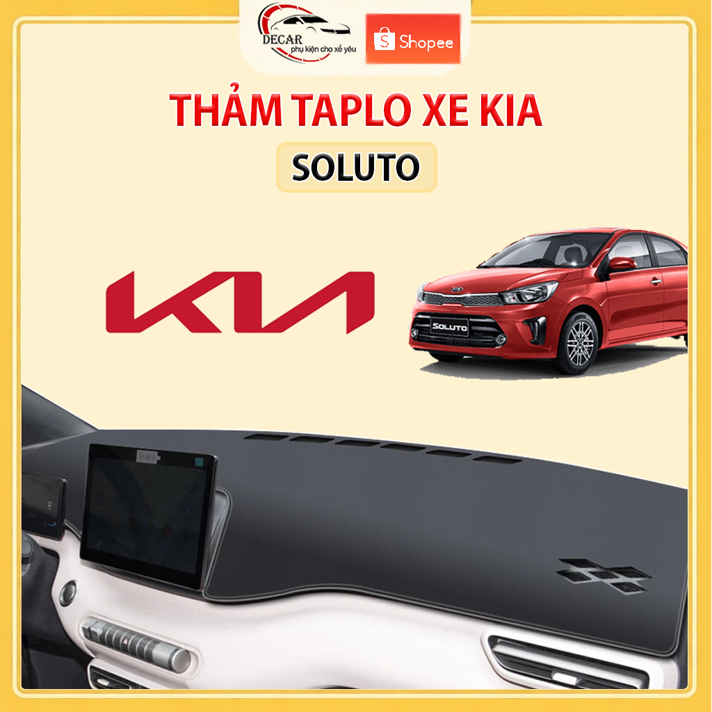 Thảm Taplo Ô Tô Da Cacbon, Nhung Lông Cừu Cao Cấp Xe KIA SOLUTO Chống Nắng, Chống Trượt, Giảm Nhiệt Bảo Vệ Taplo