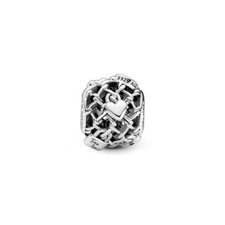 Charm Bạc Pandora Trái Tim Và Ổ Khóa - Openwork Chain Link Padlock