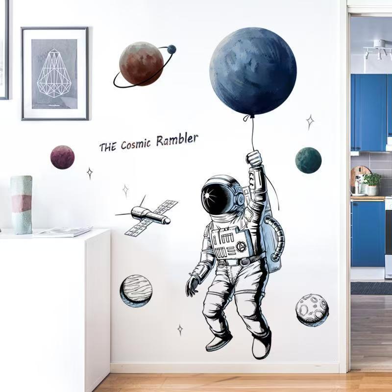 Decal Dán Tường Phi Hành Gia Du Hành Vũ Trụ Có Keo Sẵn 95x125cm - Trang Trí Phòng Bé