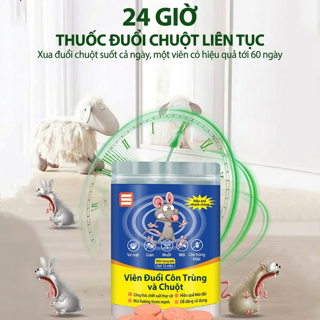 Hiệu quả bùng nổ viên đuổi chuột, chuột rời đi ngay khi sử dụng - mua 1 tặng 1