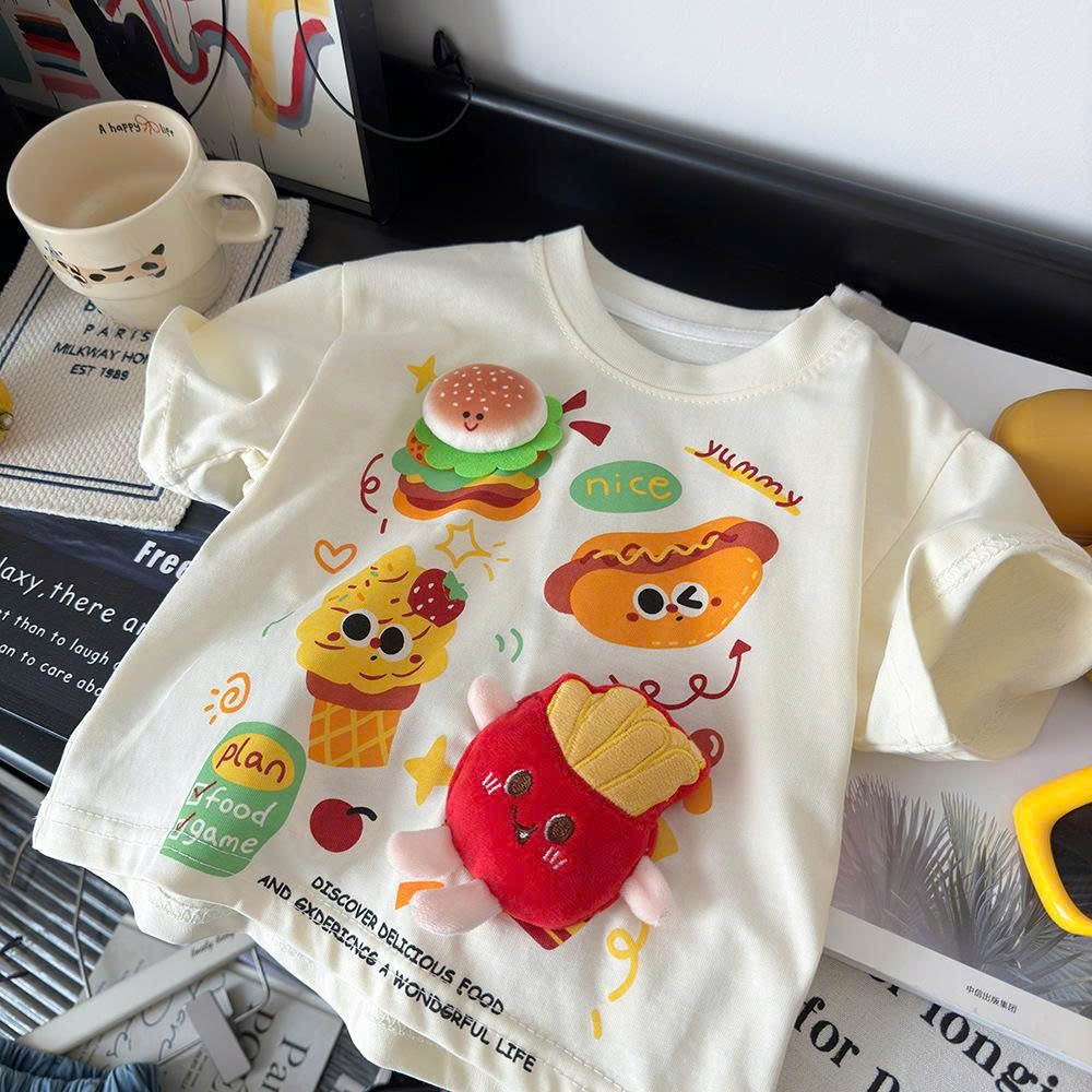 (HÀNG QCCC) Áo QC cộc tay hoạ tiết hình 3D ngộ nghĩnh , dễ thương, chất cotton mềm mại , co dãn  , thoáng mát cho bé