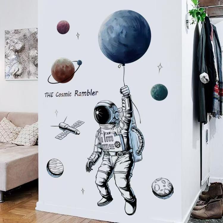 Decal Dán Tường Phi Hành Gia Du Hành Vũ Trụ Có Keo Sẵn 95x125cm - Trang Trí Phòng Bé