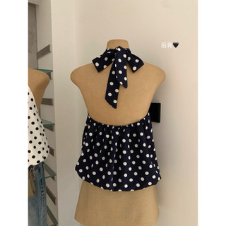 𝐏𝐡𝐢𝐞𝐧 𝐖𝐆𝐖𝐄 | (Sẵn) w9538 Áo Yếm Chấm Bi Lưng Chun Hở Form Bí