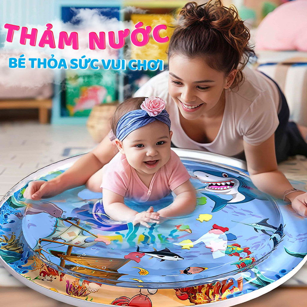 Thảm nước, nệm nước làm mát hình cá cho trẻ em chơi đùa kích thích thị giác và giúp bé rèn luyện khả năng quan sát