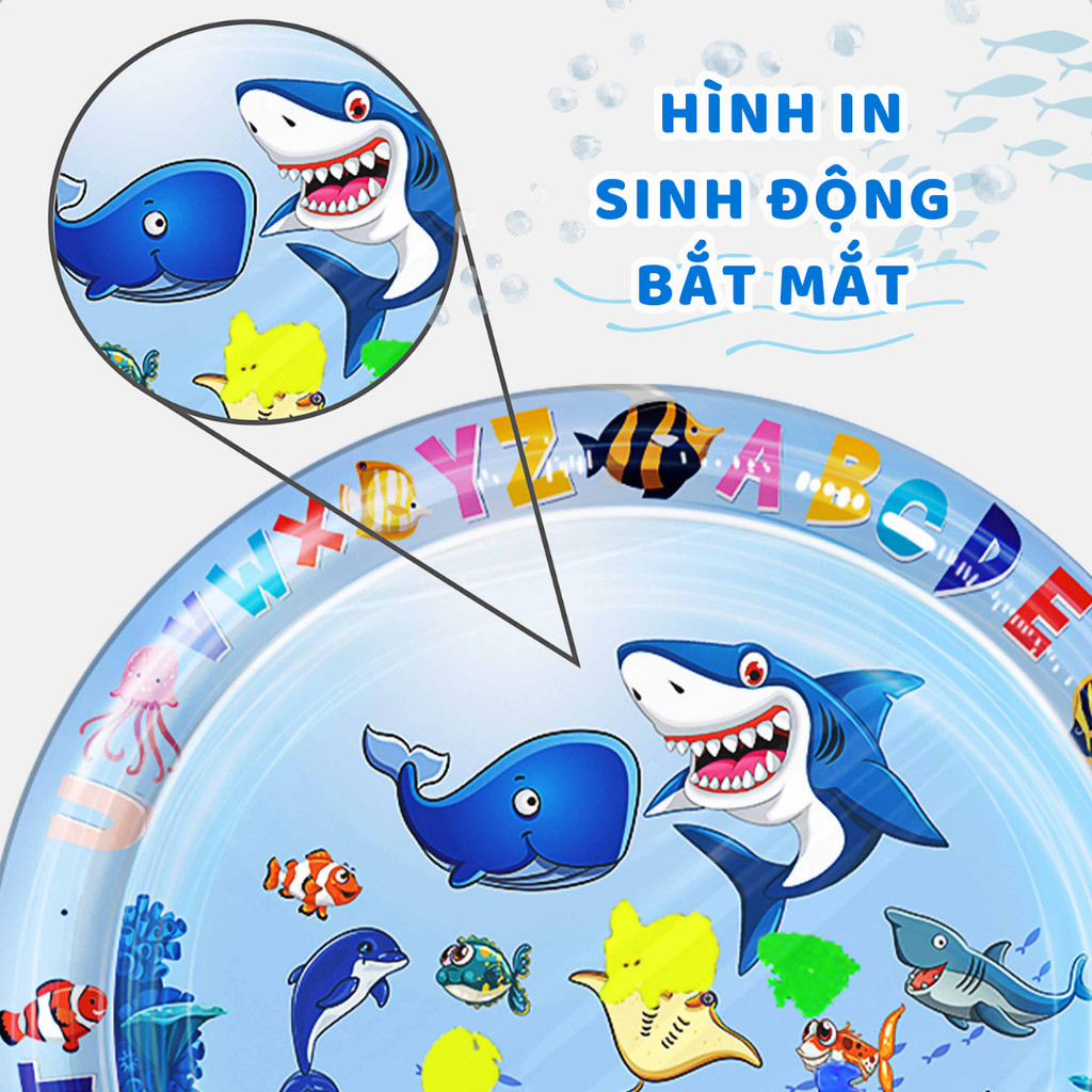 Thảm nước, nệm nước làm mát hình cá cho trẻ em chơi đùa kích thích thị giác và giúp bé rèn luyện khả năng quan sát