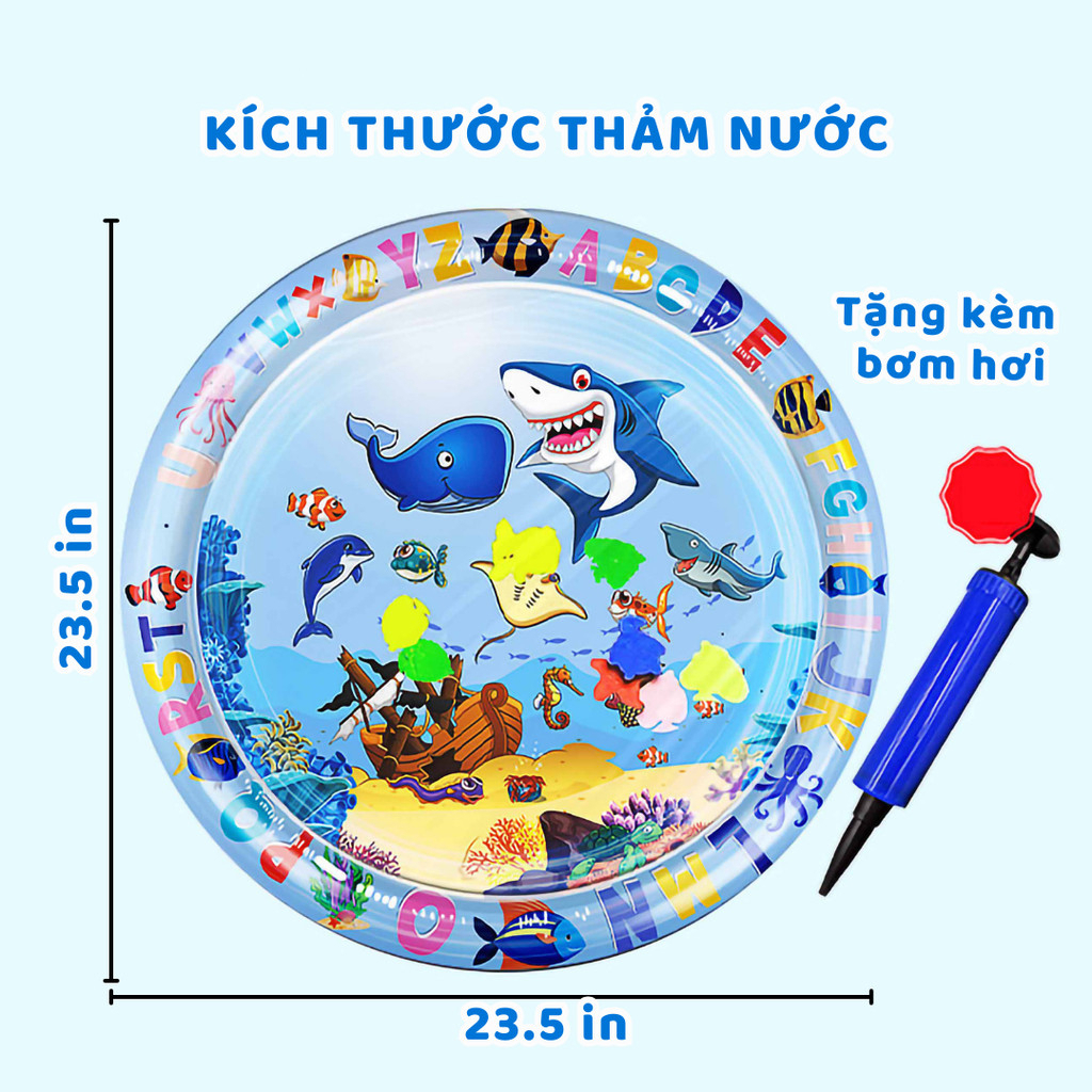 Thảm nước, nệm nước làm mát hình cá cho trẻ em chơi đùa kích thích thị giác và giúp bé rèn luyện khả năng quan sát