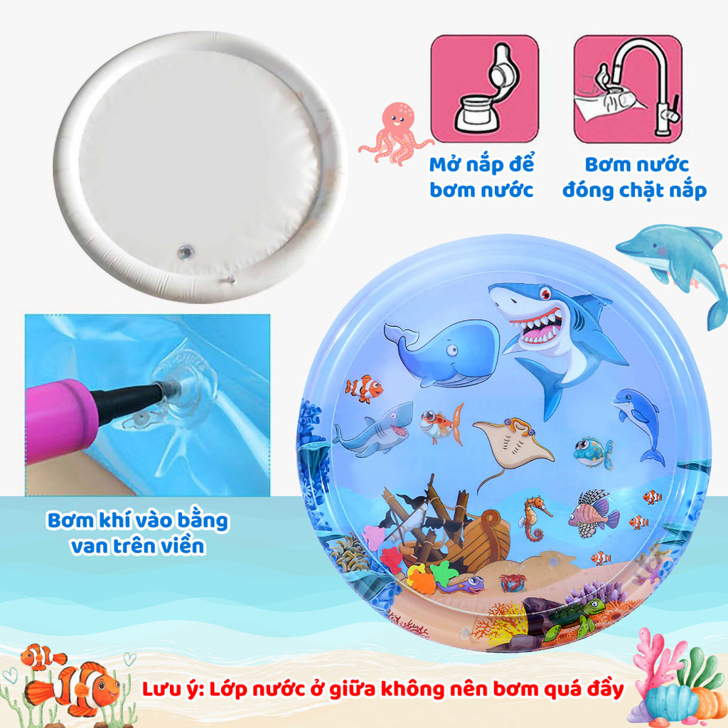 Thảm nước, nệm nước làm mát hình cá cho trẻ em chơi đùa kích thích thị giác và giúp bé rèn luyện khả năng quan sát