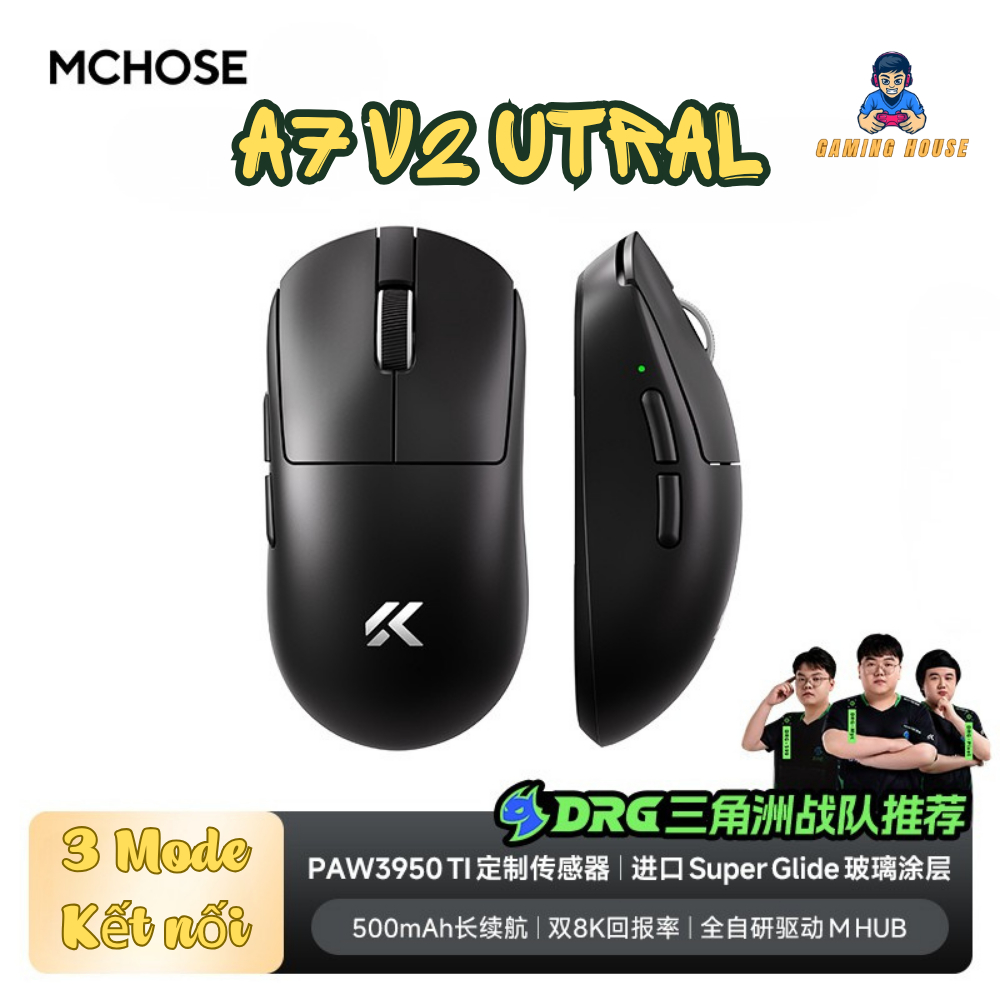 Chuột Gaming Không Dây MCHOSE A7 V2 Ultra Plus - 3 Chế Độ Kết Nối, Chip PAW3950, Polling Rate 8000Hz, 26000 DPI, Độ Trễ  | BigBuy360 - bigbuy360.vn