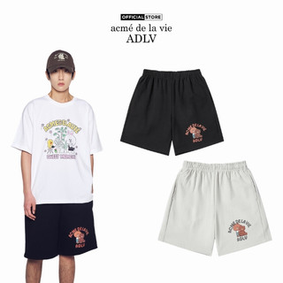 Quần Short ADLV Bear Doll Hug Brown Line Friends dáng oversized màu Đen/Xám nhạt - Hàng chính hãng