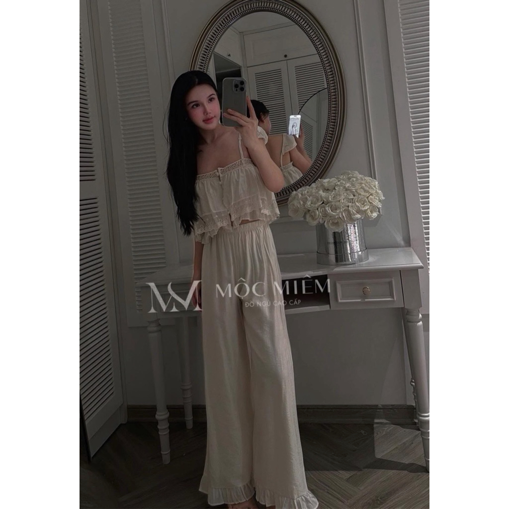 Bộ ngủ 2 dây cánh tiên phối ren tầng Mộc Miên