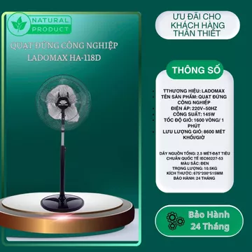 Quạt Công Nghiệp Công Suất Lớn-Quạt Thân Đứng Công Suất Lớn LADOMAX HA-118D