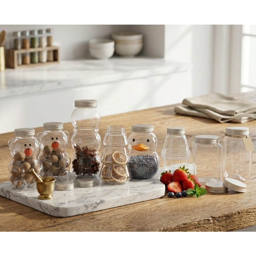 [Sỉ Tận Xưởng] Set 25 Chai Nhựa PET Hình Thú Trong Dày 500ml Nắp Nhôm Đựng Trà Sữa Nước Ép Cafe Sữa