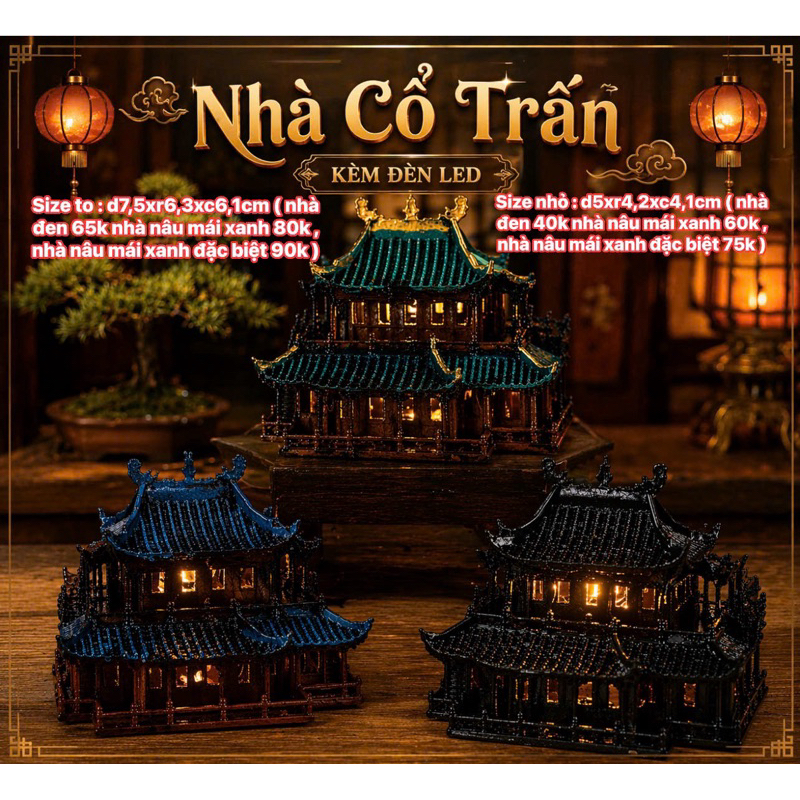 mô hình nhà rồng cổ trấn decor terrarium,bán cạn, tiểu cảnh