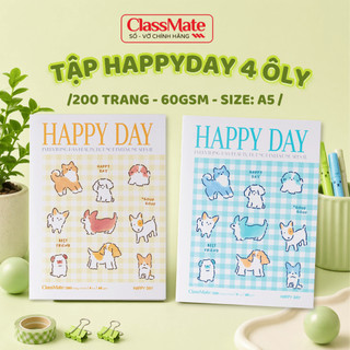 Tập Học Sinh A5 ClassMate 200Trang 60gsm Bìa Cao Cấp Chống Nước, Tập Kẻ 4 Ô Ly Giấy MỊn Ăn Mực Cho Học Sinh, Sinh Viên