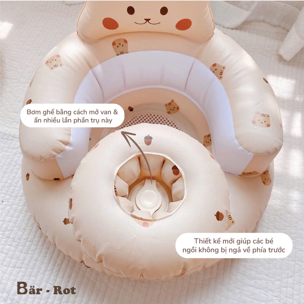 Ghế hơi tập ngồi cho bé Bar rot - thiết kế chống ngả về phía trước họa tiết đáng yêu ngộ nghĩnh