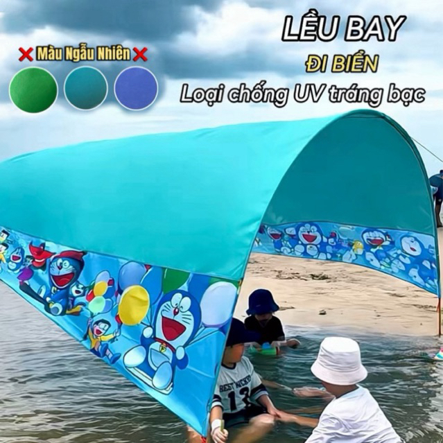 Lều bay đi biển CHỐNG UV IN CÁNH HOẠT HÌNH ( Khung đỏ 11ly )