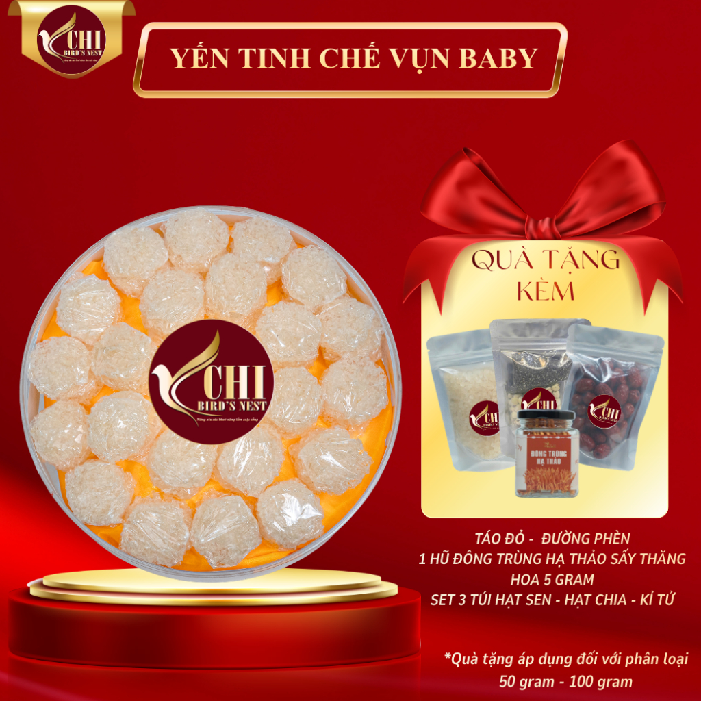 Yến Baby Tinh Chế Nguyên Chất Tặng Kèm 5 Vị Yến Sào Yến Chi Cao Cấp Không Tẩy Trắng - Yến Tinh Chế YETC 002