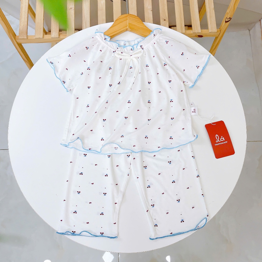 Bộ tay ngắn quần dài bé gái 95% sợi sồi Modal Lá Homewear MOD3 mềm mướt mát lạnh babydoll dễ thương