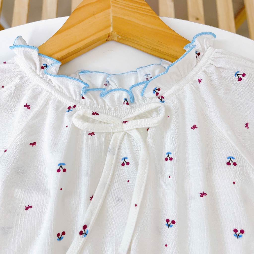 Bộ tay ngắn quần dài bé gái 95% sợi sồi Modal Lá Homewear MOD3 mềm mướt mát lạnh babydoll dễ thương