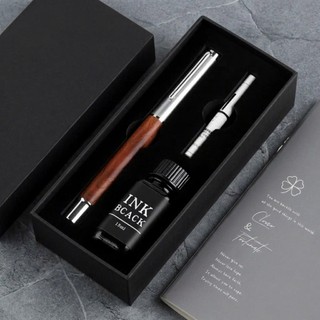 Bút Máy Ký Gỗ Cao Cấp – Teak / Hồng Đàn / Đàn Hương Tím | Full Set Hộp + Túi + Lọ Mực 15ml