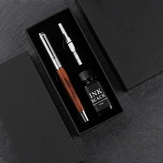 Bút Máy Ký Gỗ Cao Cấp – Teak / Hồng Đàn / Đàn Hương Tím | Full Set Hộp + Túi + Lọ Mực 15ml