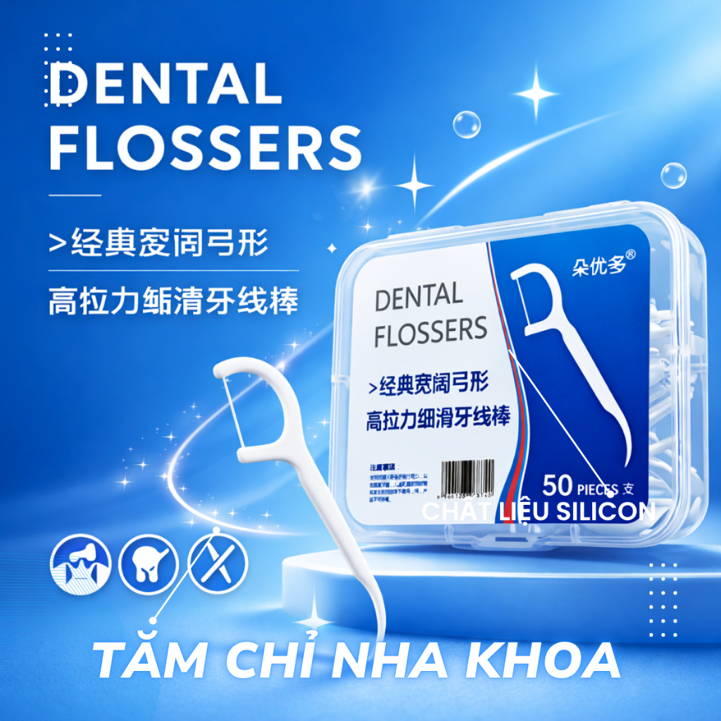 Hộp Tăm Chỉ Nha Khoa Dental Flossers Tiệt Trùng Vệ Sinh Chăm Sóc Răng Miệng HoangNamLiving
