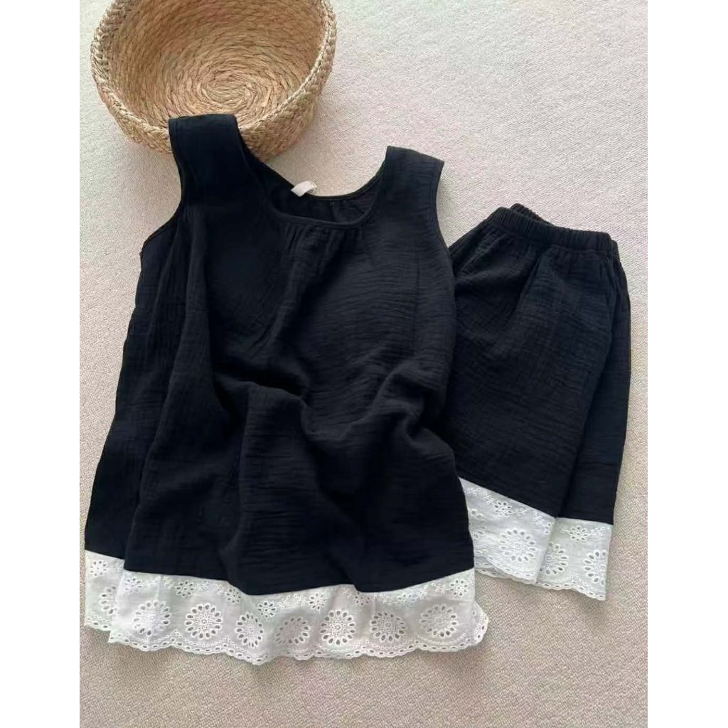Bộ balo trơn pha ren kèm đệm ngực ( hàng qc)