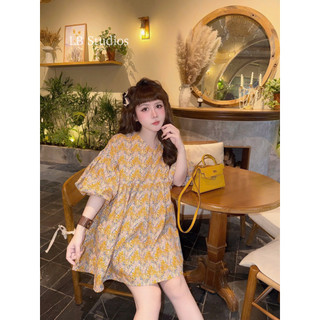 [ẢNH THẬT] ĐẦM HOA VÀNG BBD TAY BỒNG DHVBTB
