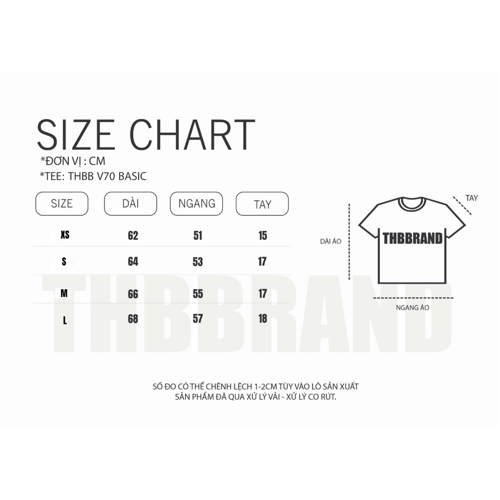 Áo thun TAY ÔM “THBB V70 BASIC” - [250gsm, đã xử lý co rút] / THBBRAND | BigBuy360 - bigbuy360.vn