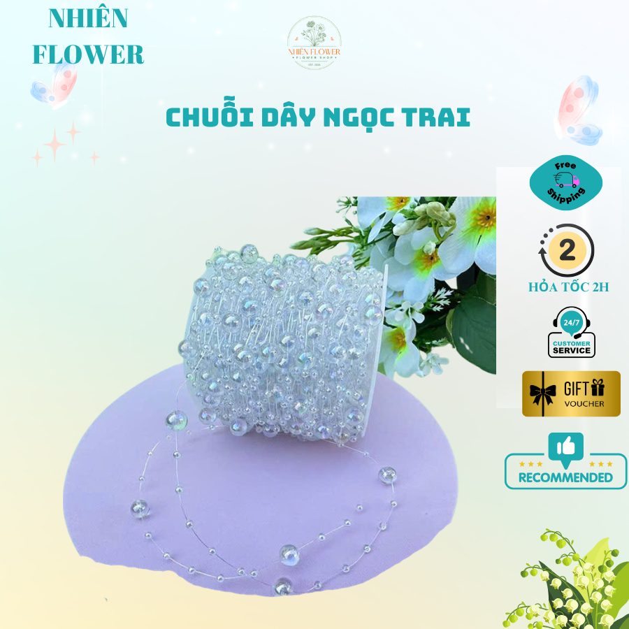 Dây Chuỗi Ngọc Dùng Trang Trí Hoa, Làm Dây Lồng Đèn, Decor Tiệc Tùng, Trang Trí Nhà Cửa-NhienFlower