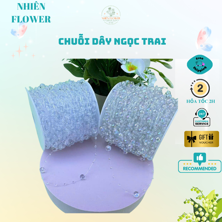 Dây Chuỗi Ngọc Dùng Trang Trí Hoa, Làm Dây Lồng Đèn, Decor Tiệc Tùng, Trang Trí Nhà Cửa-NhienFlower