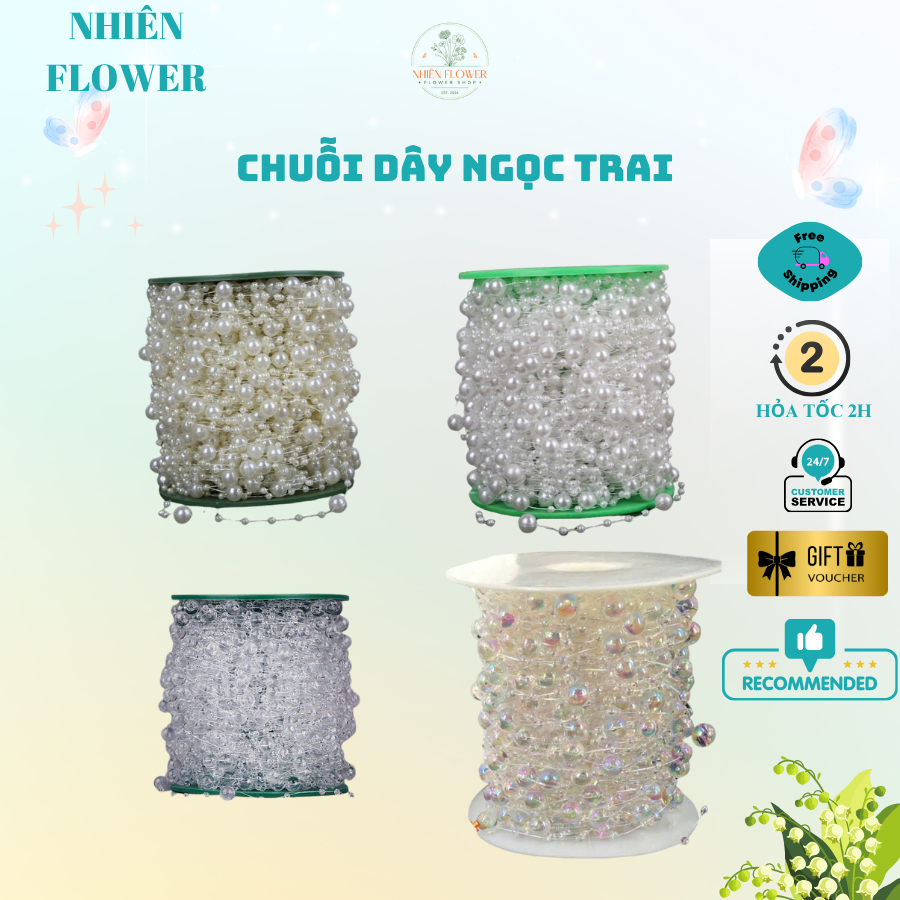 Dây Chuỗi Ngọc Dùng Trang Trí Hoa, Làm Dây Lồng Đèn, Decor Tiệc Tùng, Trang Trí Nhà Cửa-NhienFlower