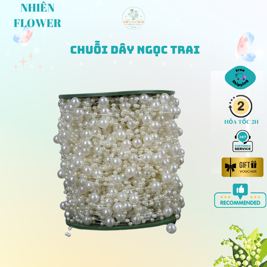 Dây Chuỗi Ngọc Dùng Trang Trí Hoa, Làm Dây Lồng Đèn, Decor Tiệc Tùng, Trang Trí Nhà Cửa-NhienFlower