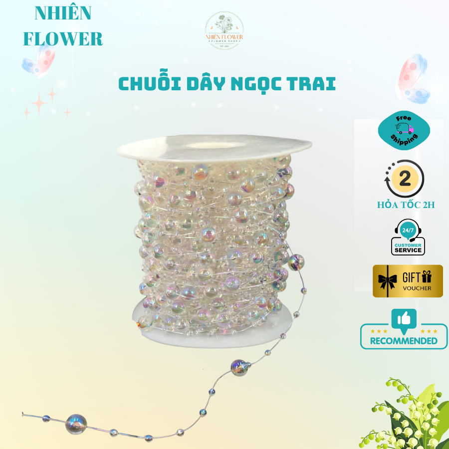 Dây Chuỗi Ngọc Dùng Trang Trí Hoa, Làm Dây Lồng Đèn, Decor Tiệc Tùng, Trang Trí Nhà Cửa-NhienFlower