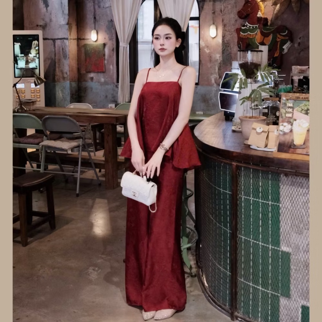 LY59- (DAELmở bán ) Sét bộ thun đũi 2 dây form rộng quần ống suông (40-58kg)