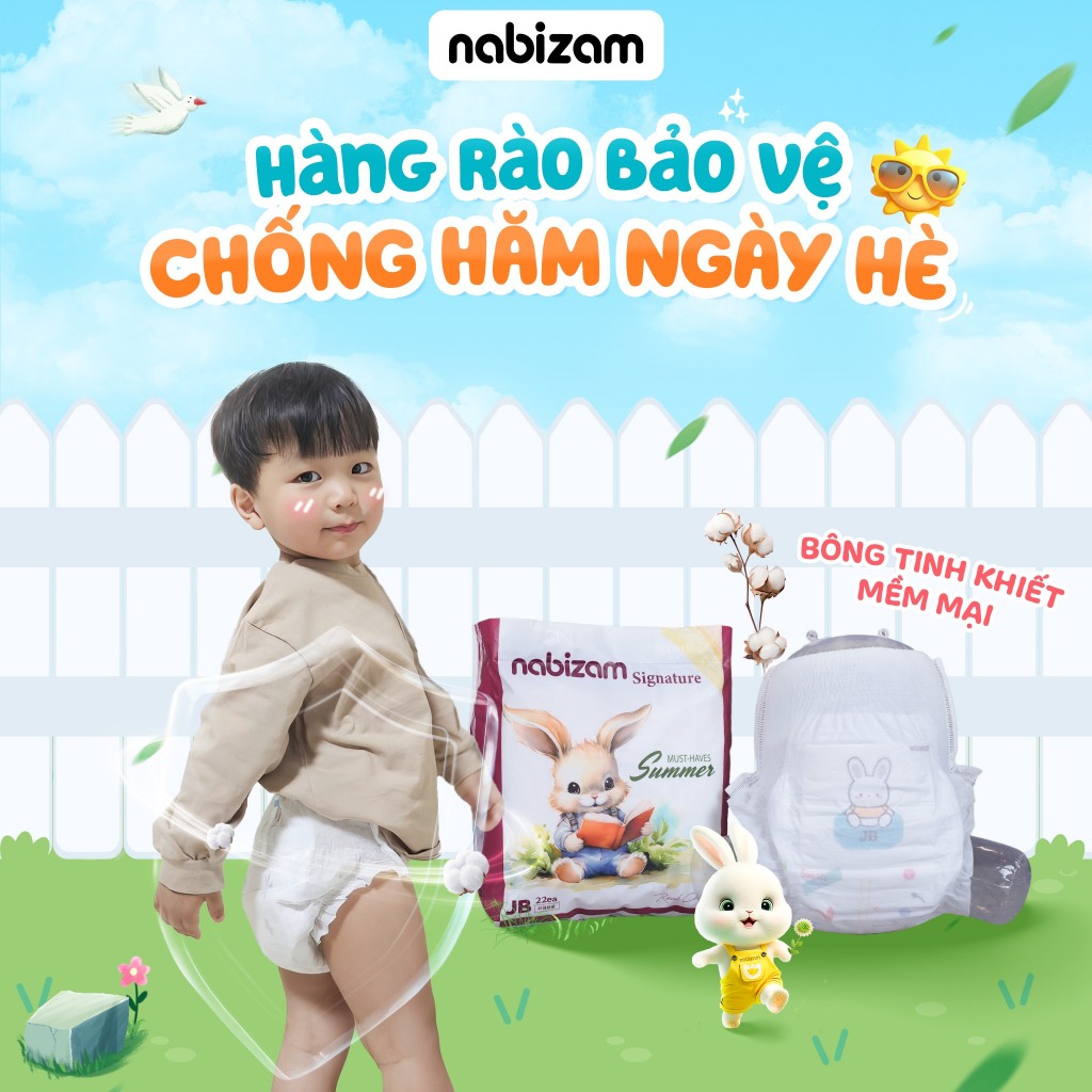 [ Tặng 1 Bịch Bỉm Cùng Loại ] Combo 3 Bịch Tã/Bỉm Quần NABIZAM Signature Summer Đai Chun Cao Cấp Mỏng Mềm, Siêu Thấm Hút