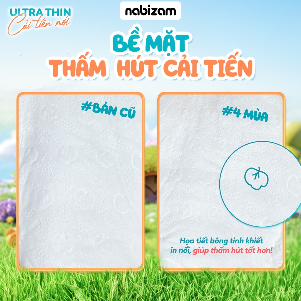 Combo 2 Bịch Tã/Bỉm NABIZAM Ultra Thin 4 Mùa. Tã Bỉm Đai Chun Cao Cấp, Mỏng Mềm, Siêu Thấm Hút