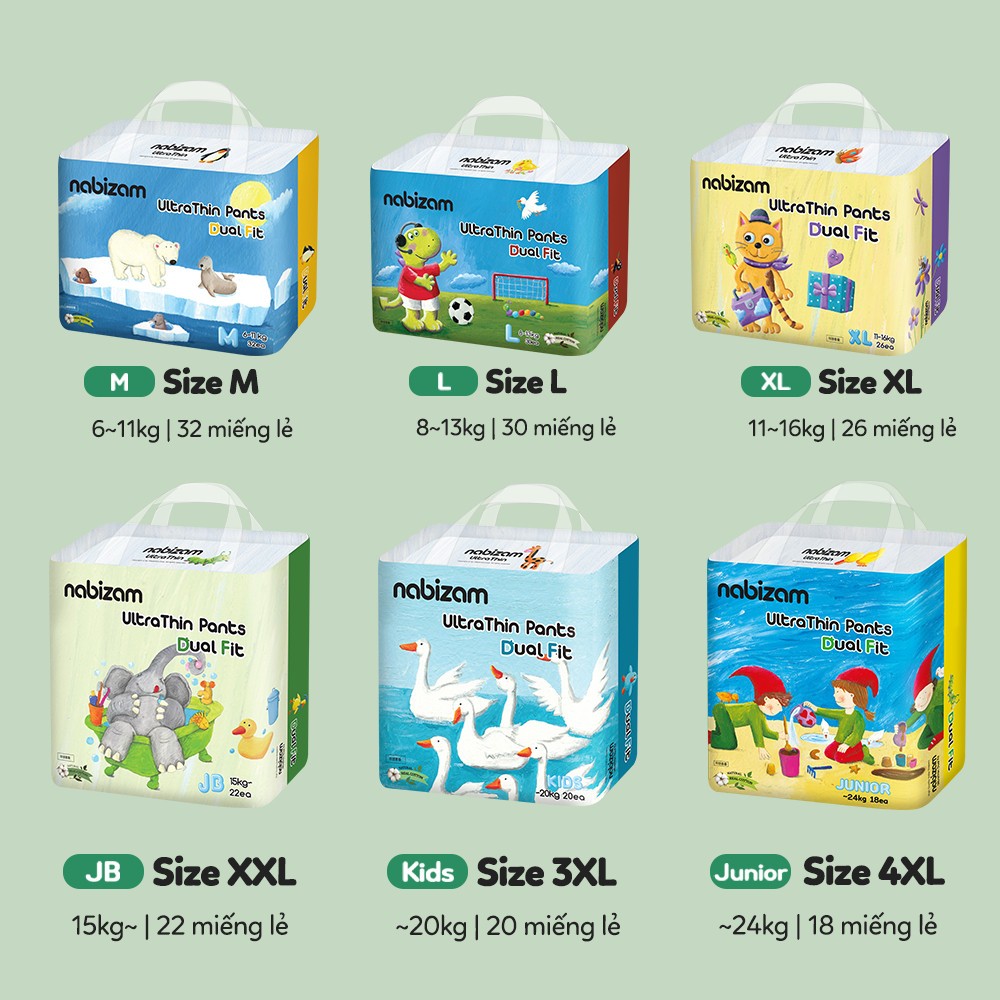 Combo 2 Bịch Tã/Bỉm NABIZAM Ultra Thin 4 Mùa. Tã Bỉm Đai Chun Cao Cấp, Mỏng Mềm, Siêu Thấm Hút