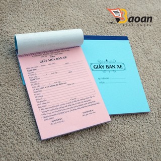 Giấy bán xe khổ a5 / 2 liên/50 bộ + Hợp đồng mua bán xe ôtô, xe máy khổ A4 / 2 liên /50 bộ+++