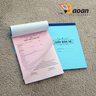 Giấy bán xe khổ a5 / 2 liên/50 bộ + Hợp đồng mua bán xe ôtô, xe máy khổ A4 / 2 liên /50 bộ+++