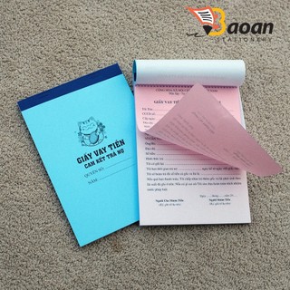 GIẤY VAY TIỀN KHỔ A5, 2 LIÊN 50 bộ/quyển / Hợp đồng CHO VAY khổ a5 / 2 liên / (15x20cm) 50 bộ++++