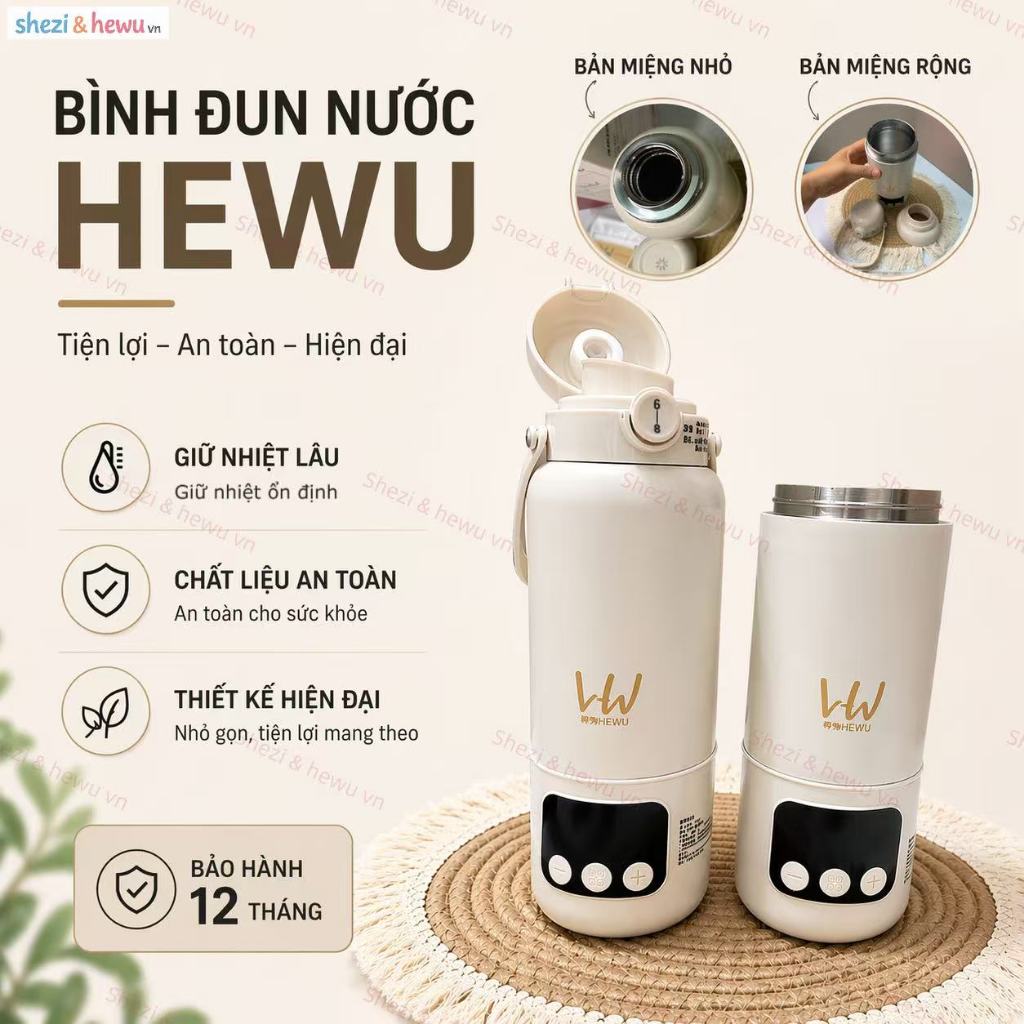 SHEZI & HEWU thế hệ mới 2025 — ấm đun nước điện đầu tiên có thể đun nóng đến 100°C ở cả hai chế độ.