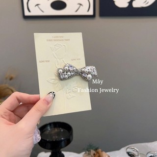 Kẹp mái mỏ vịt 6cm dáng nơ đính đá đính ngọc • Mây Fashion Jewelry - K42630