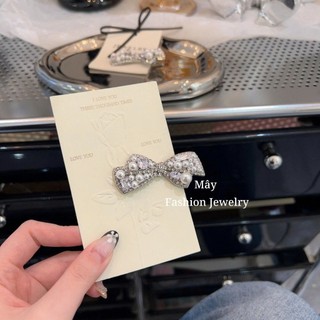 Kẹp mái mỏ vịt 6cm dáng nơ đính đá đính ngọc • Mây Fashion Jewelry - K42630