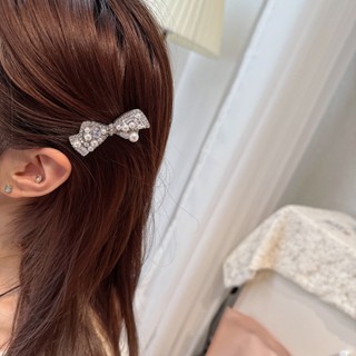 Kẹp mái mỏ vịt 6cm dáng nơ đính đá đính ngọc • Mây Fashion Jewelry - K42630