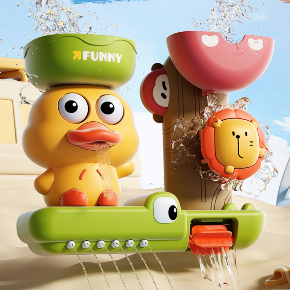 Thác Nước Vịt Funny Vịt Nhà Tắm Funny Đồ Chơi Nhà Tắm Thác Nước Vịt Sư Tử Funny 3in1 - Đồ Chơi PUPU HOUSE