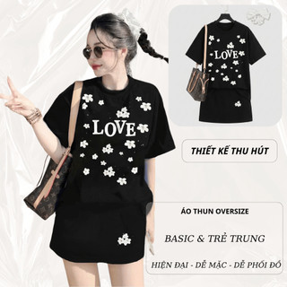 Set Bộ Áo Thun Nữ CHEPOL Form Rộng, Cổ Tròn, Phối Chân Váy Ngắn, Chất Cotton ( Áo Thun Đen + Chân Váy Ngắn Đen)-CP_x8821