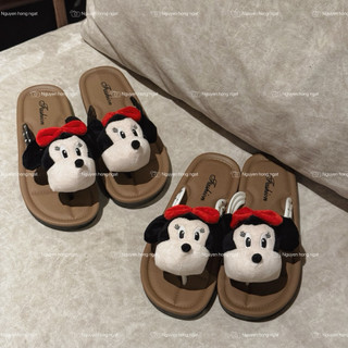 Dép tông xỏ ngón bản đế nâu quai bi NGATODER gắn micky siêu to , đế cao su êm mềm có chống trơn trượt